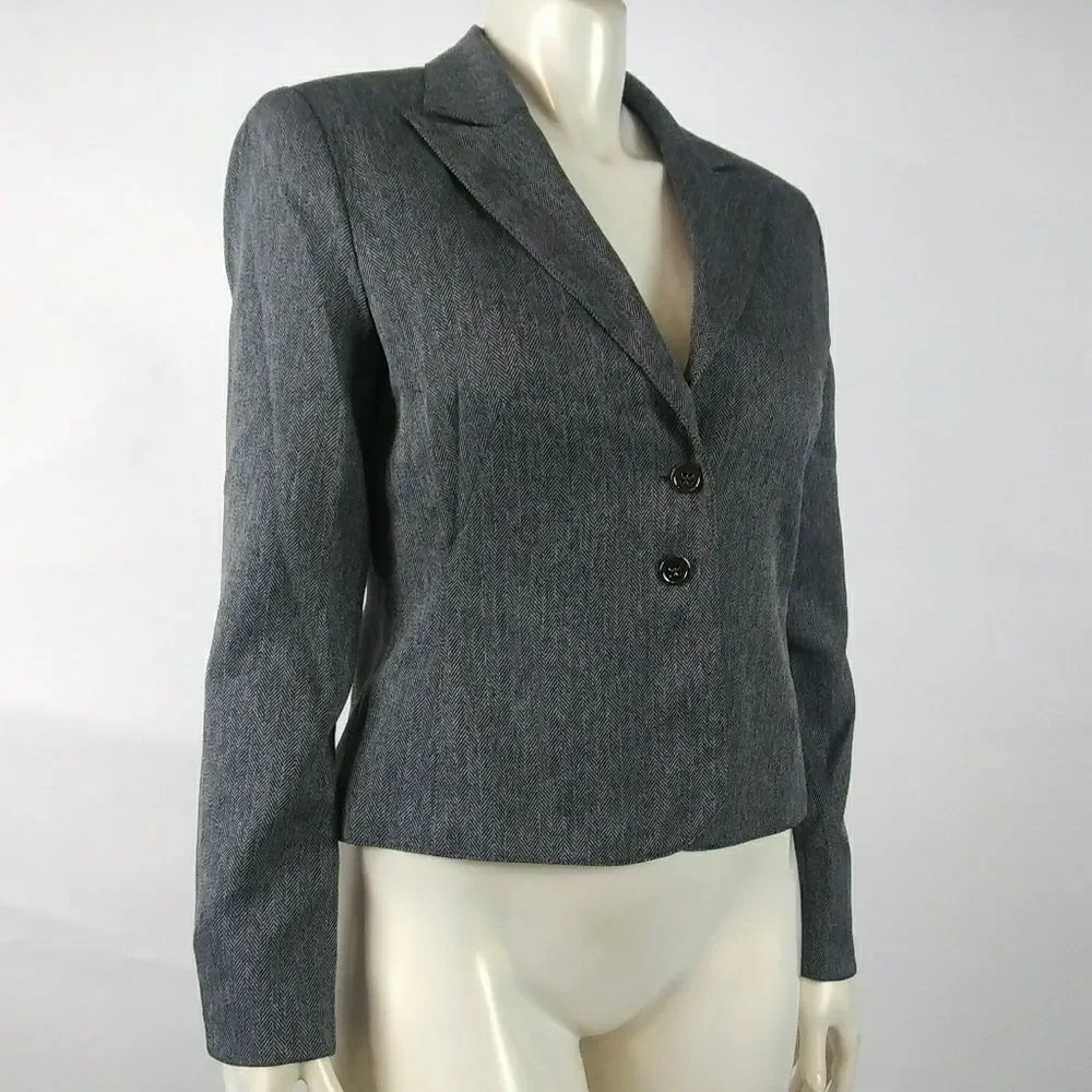 ATELIER‎ Gray 2 Button Tweed Jacket Sz 12 workwear career office